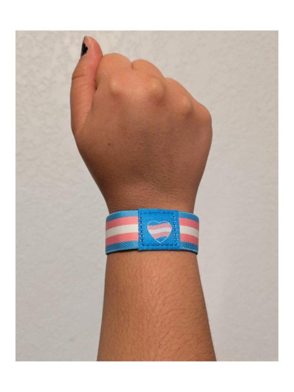 Trans Pride Heart Elastic Bracelet Queer Fabric Wristband LGBTQ Festival Jewelry
